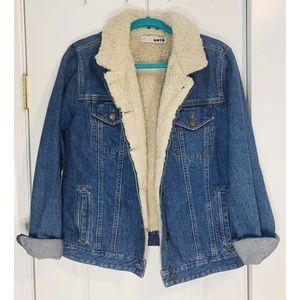 Topshop shearling denim jacket